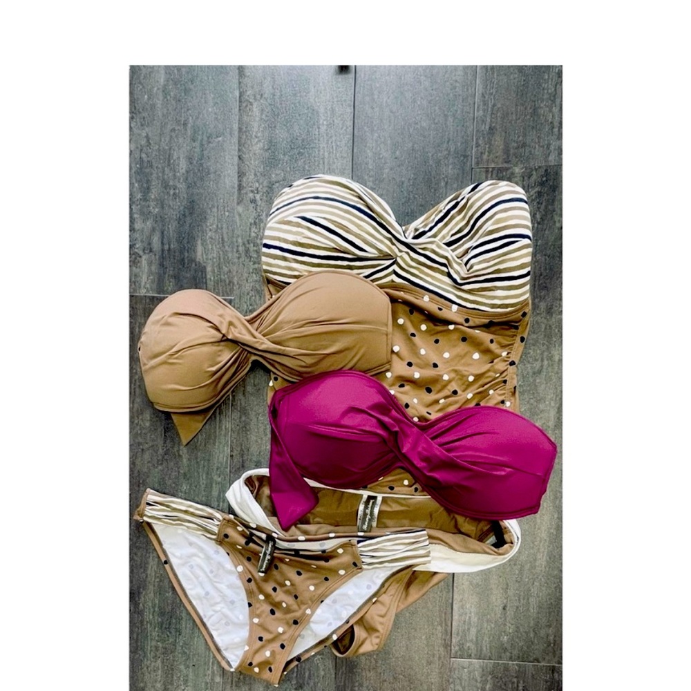 Tommy Bahama Brown White Purple 5 Piece Bikini Set Bundle Smal